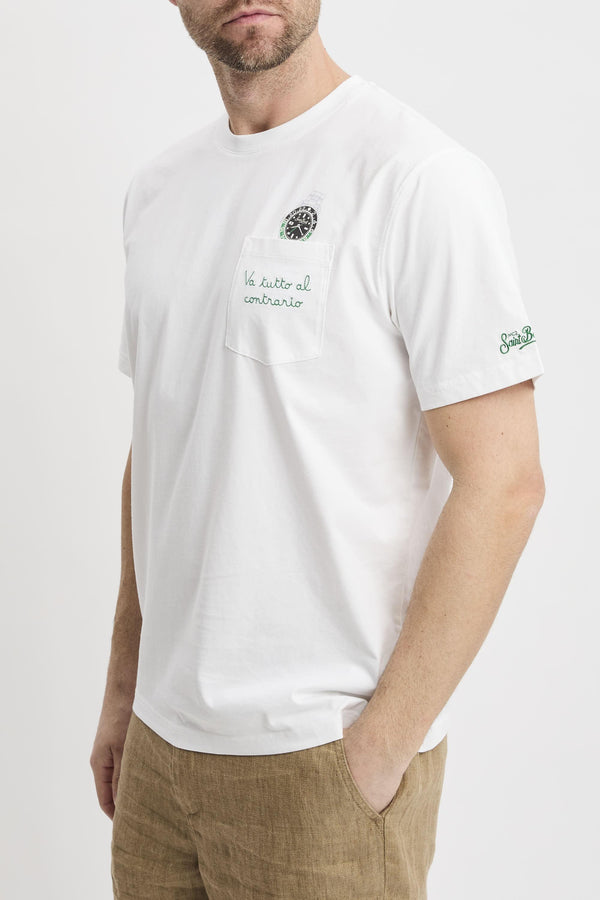 T-shirt Austin con orologio e ricamo "Va tutto al contrario"