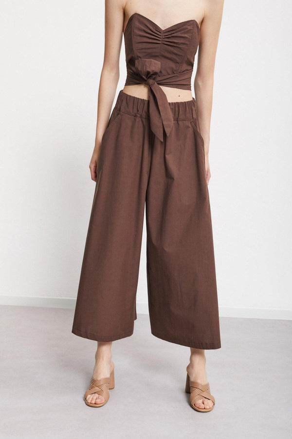 Pantalone culotte in popeline