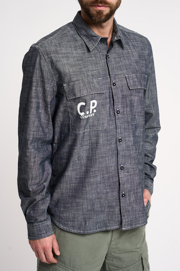 Camicia con logo in Chambray