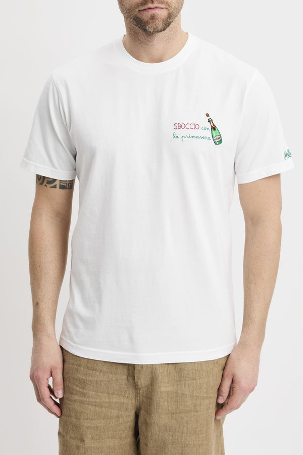 T-shirt Portofino ricamo "Sboccio con la primavera"