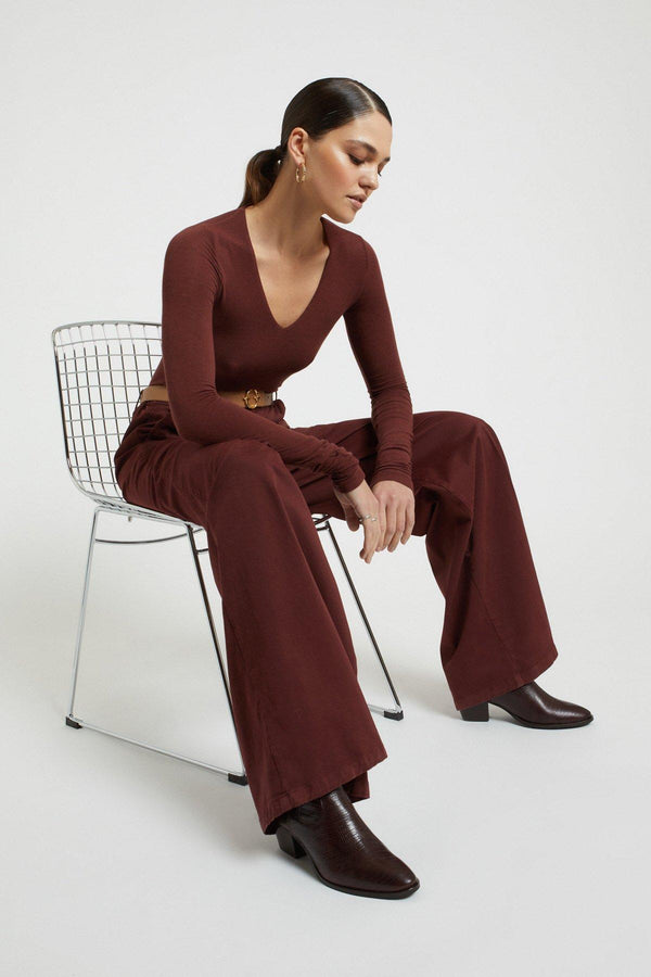 Pantalone palazzo in gabardina