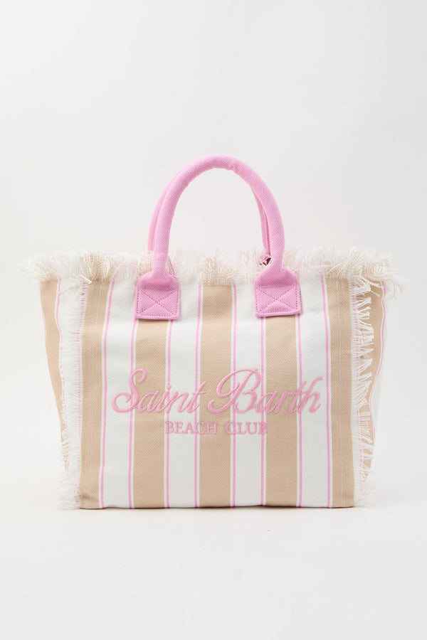 Borsa Vanity regular in canvas a righe