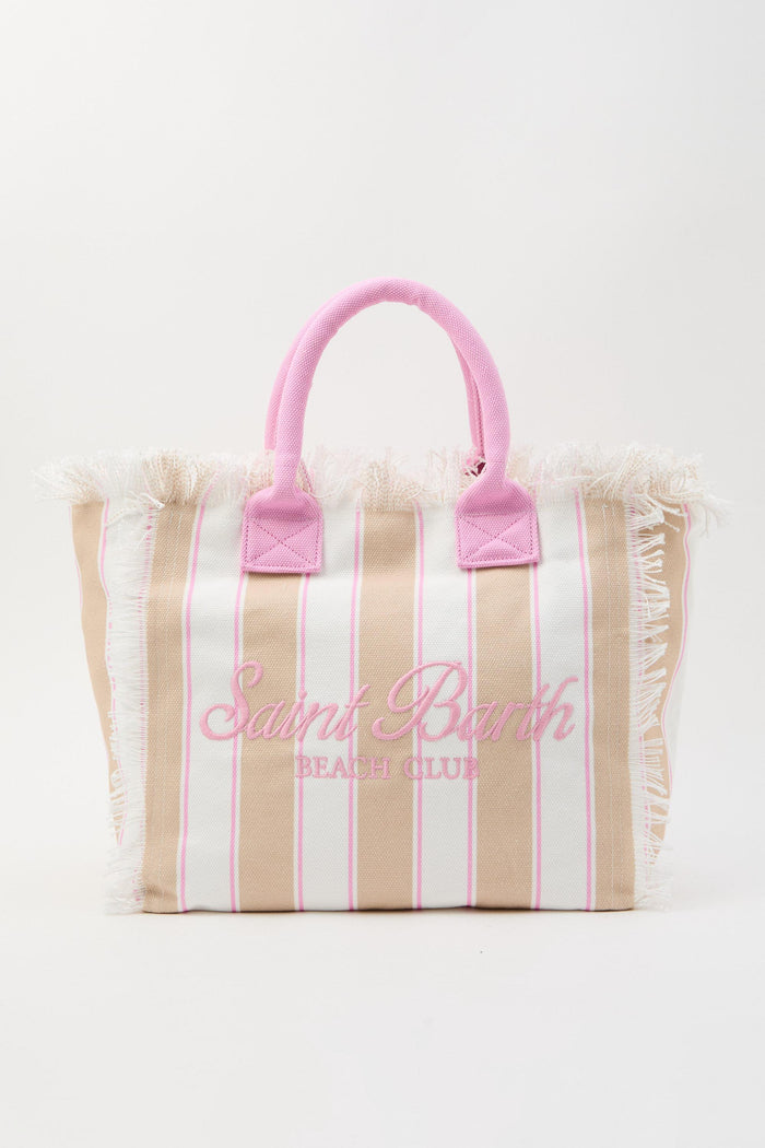 Borsa Vanity regular in canvas a righe