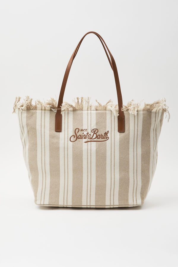 Borsa City regular in canvas a righe