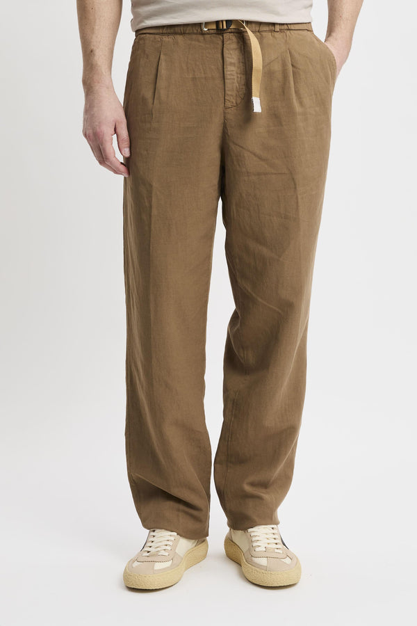 Pantalone in misto lino con pinces
