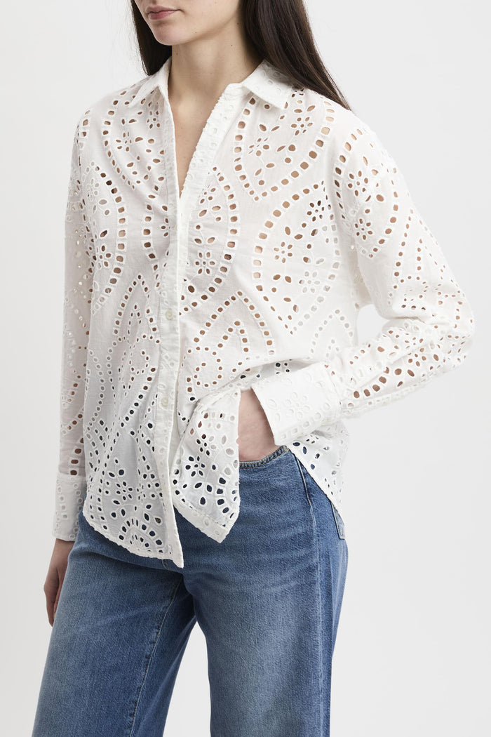 Camicia Cristal in cotone sangallo