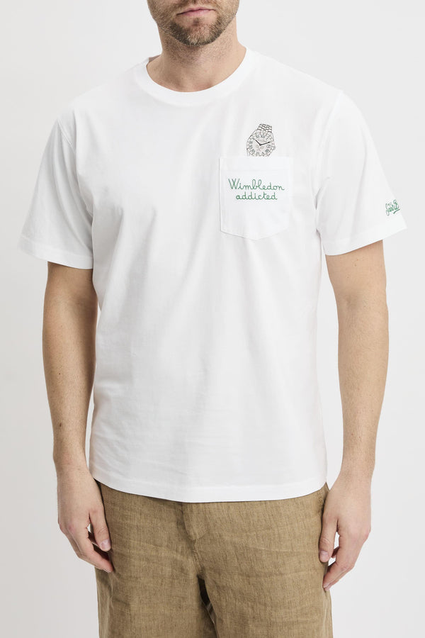 T-shirt Austin con orologio e ricamo "Wimbledon addicted"