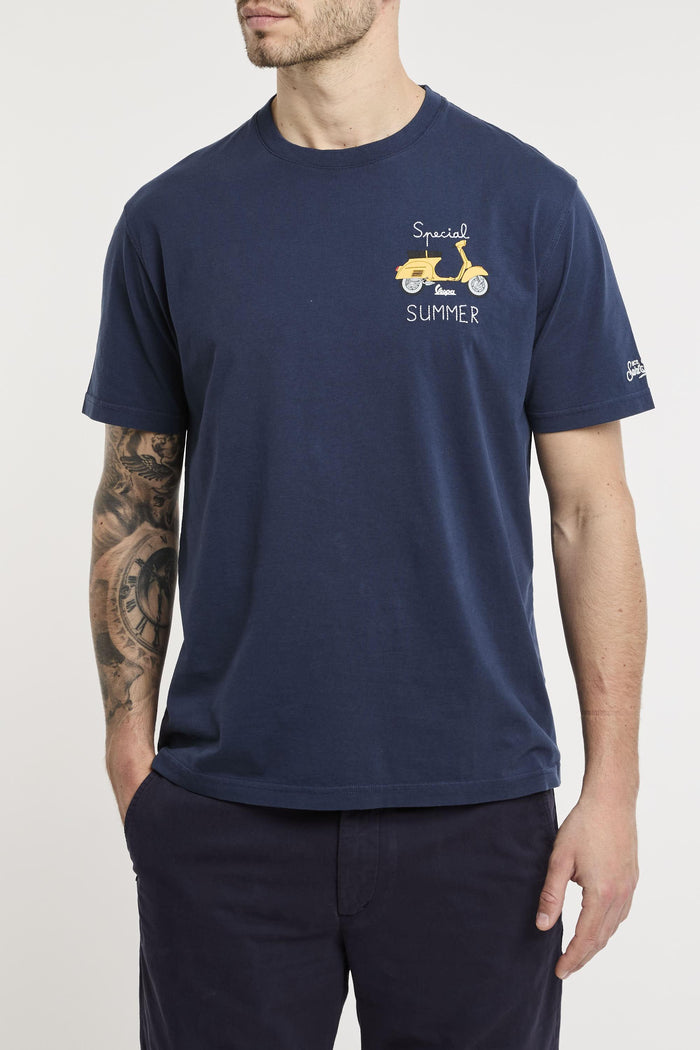 T-shirt in cotone con stampa e ricamo vespa-2