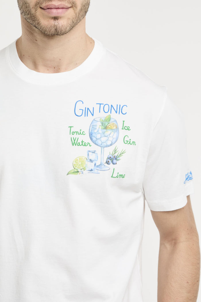 T-shirt in cotone con stampa e ricamo gin tonic