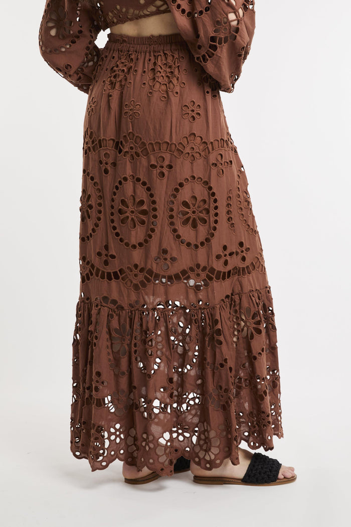 Gonna marrone donna 00378hg19 - 7