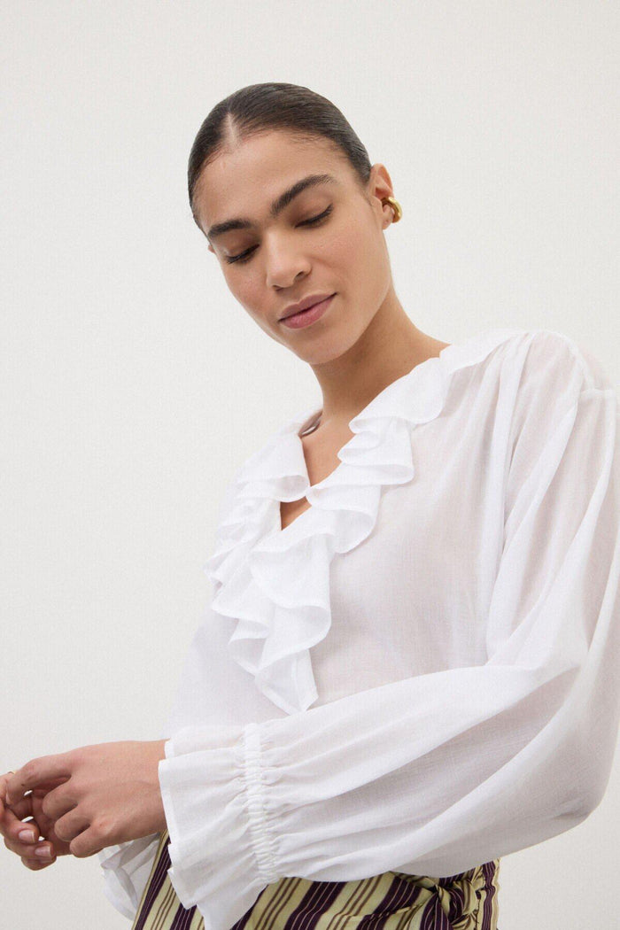 Camicia in cotone con volant-2