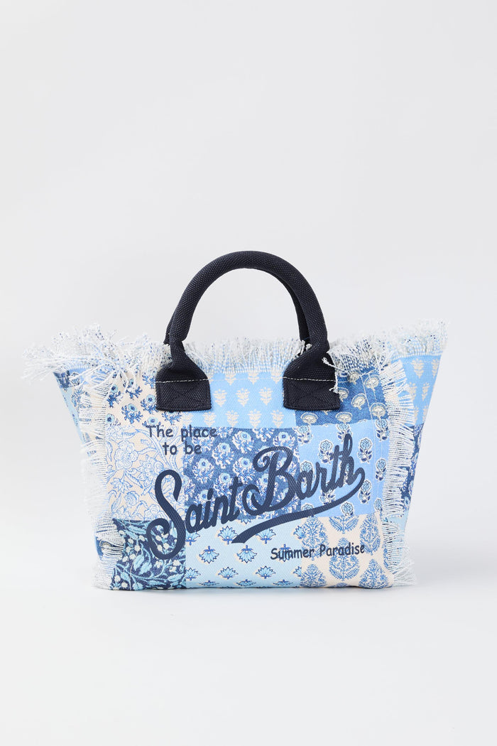 Borsa Colette in tela di cotone con stampa floreale patch