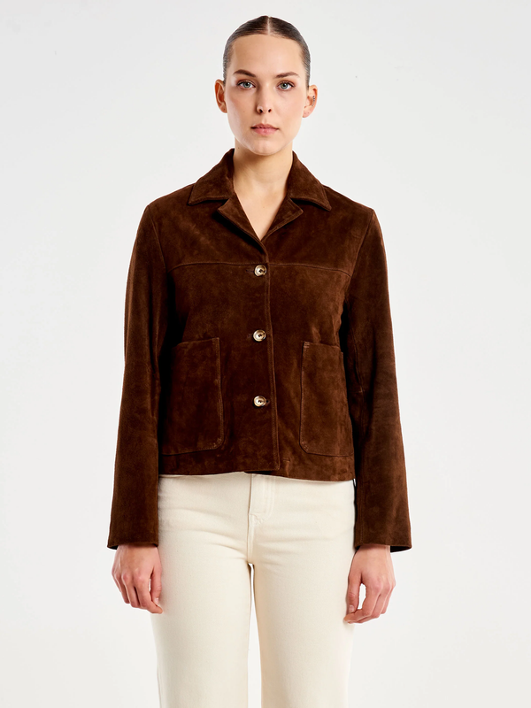 Giacca in pelle scamosciata corta