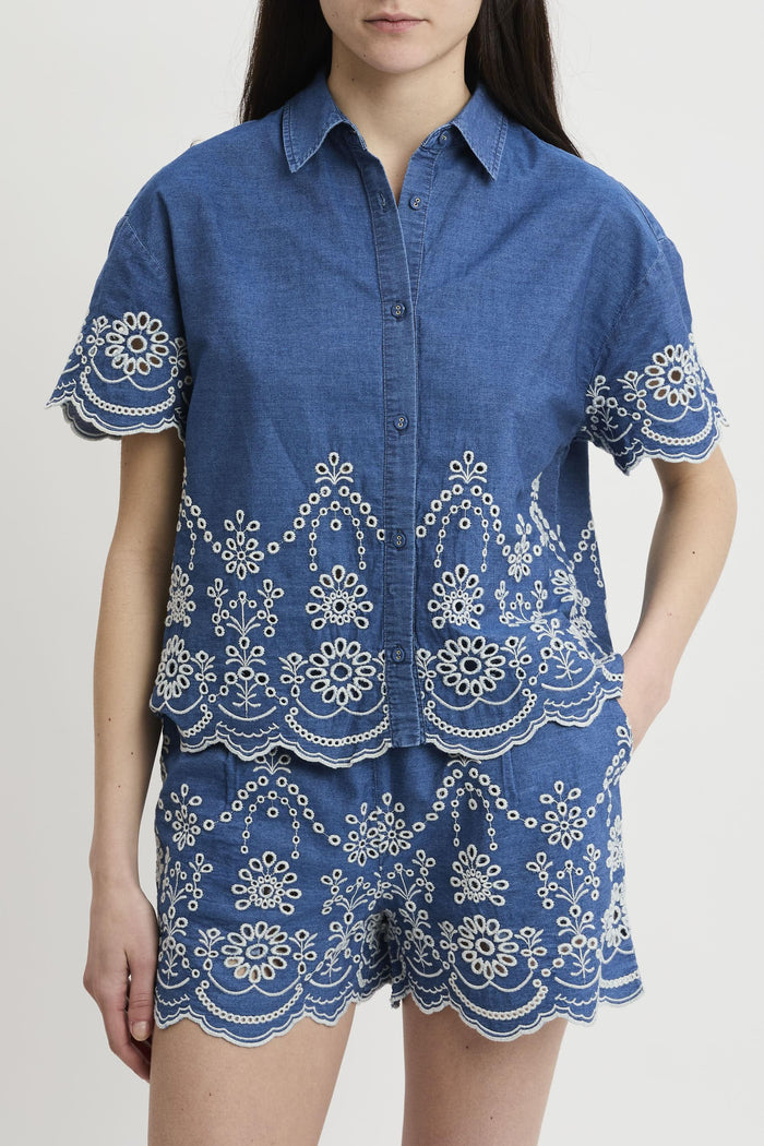 Camicia Clementine in chambray con ricamo