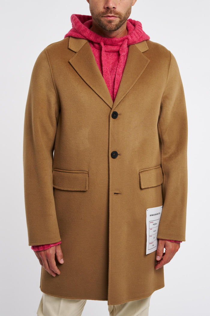 Amaranth Single-breasted Wool/Cashmere Blend Biscuit Coat