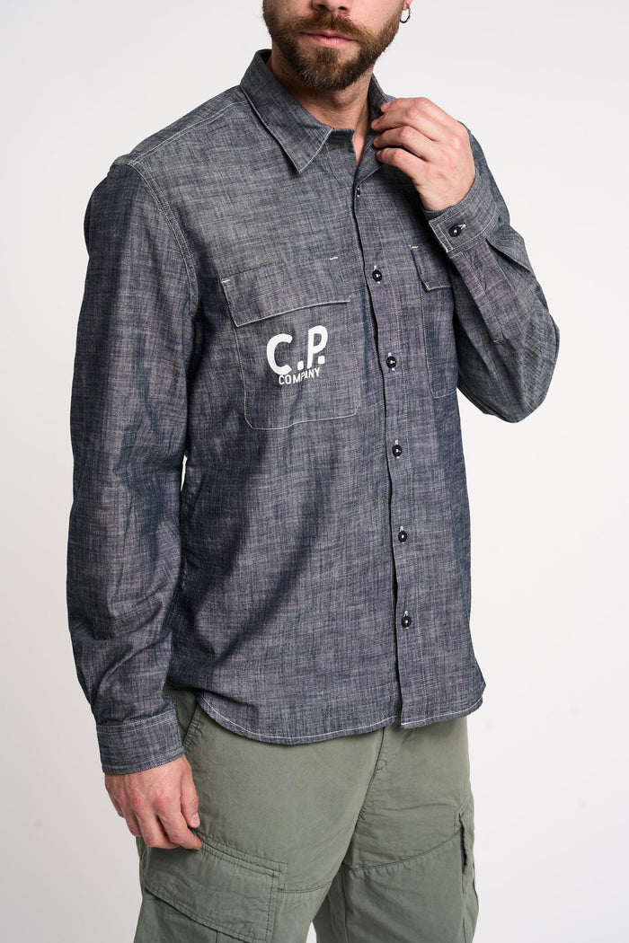 Camicia con logo in Chambray-2