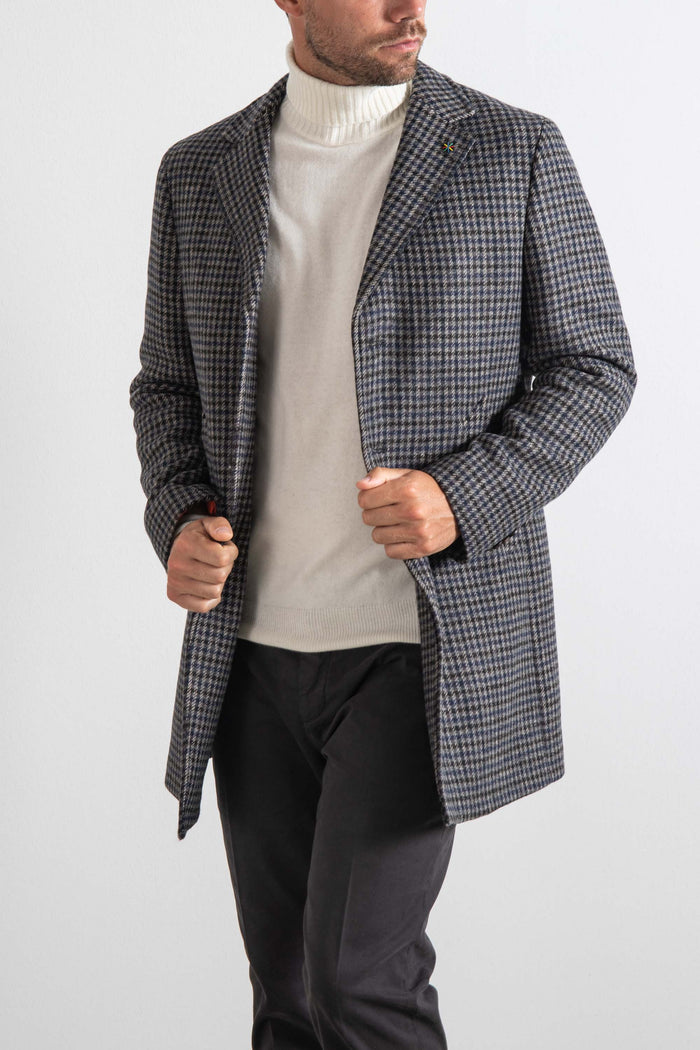 Single-breasted houndstooth coat in wool blend-2