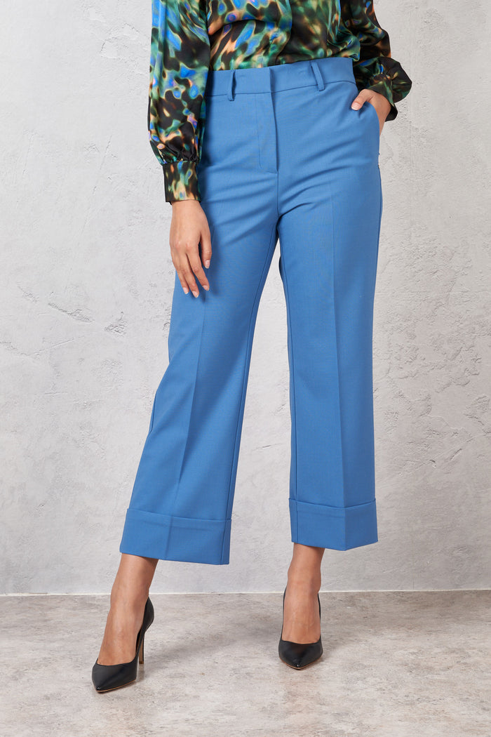 Ankle-length trousers in wool blend