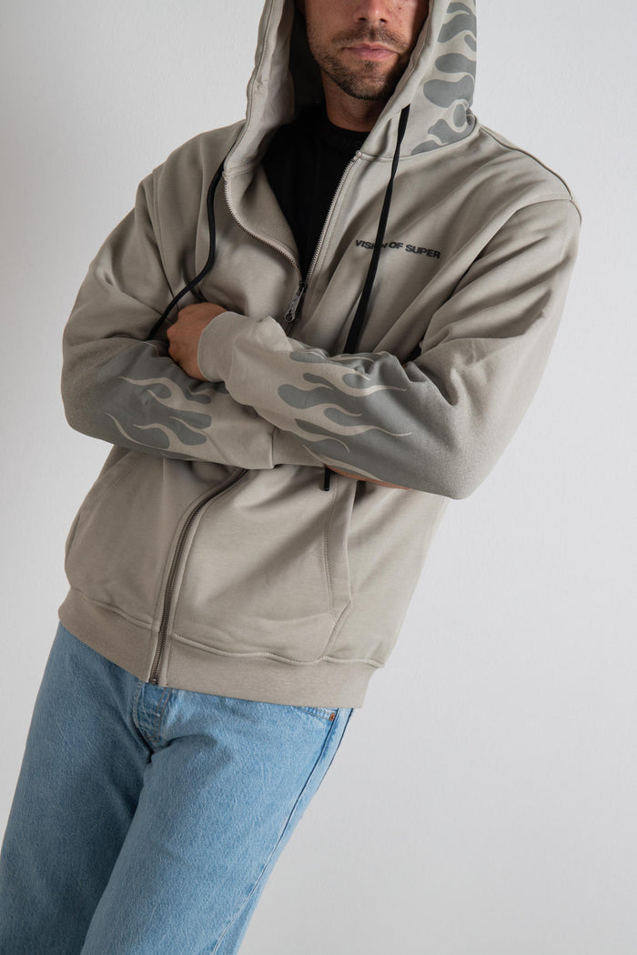 Hooded sweatshirt with zip and print-2