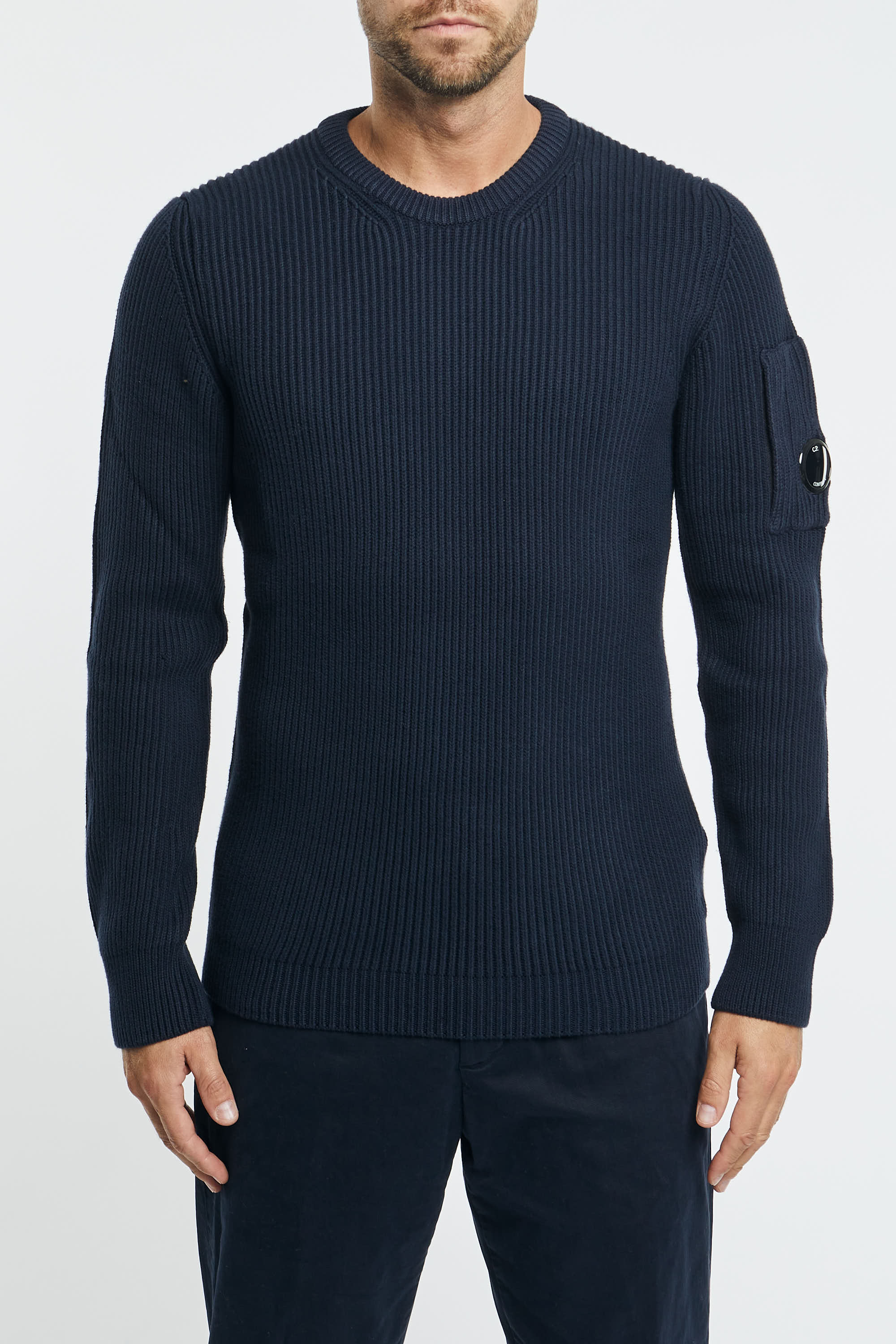 C.P. Company Ribbed Crew Neck Sweater Cotton/Nylon Black