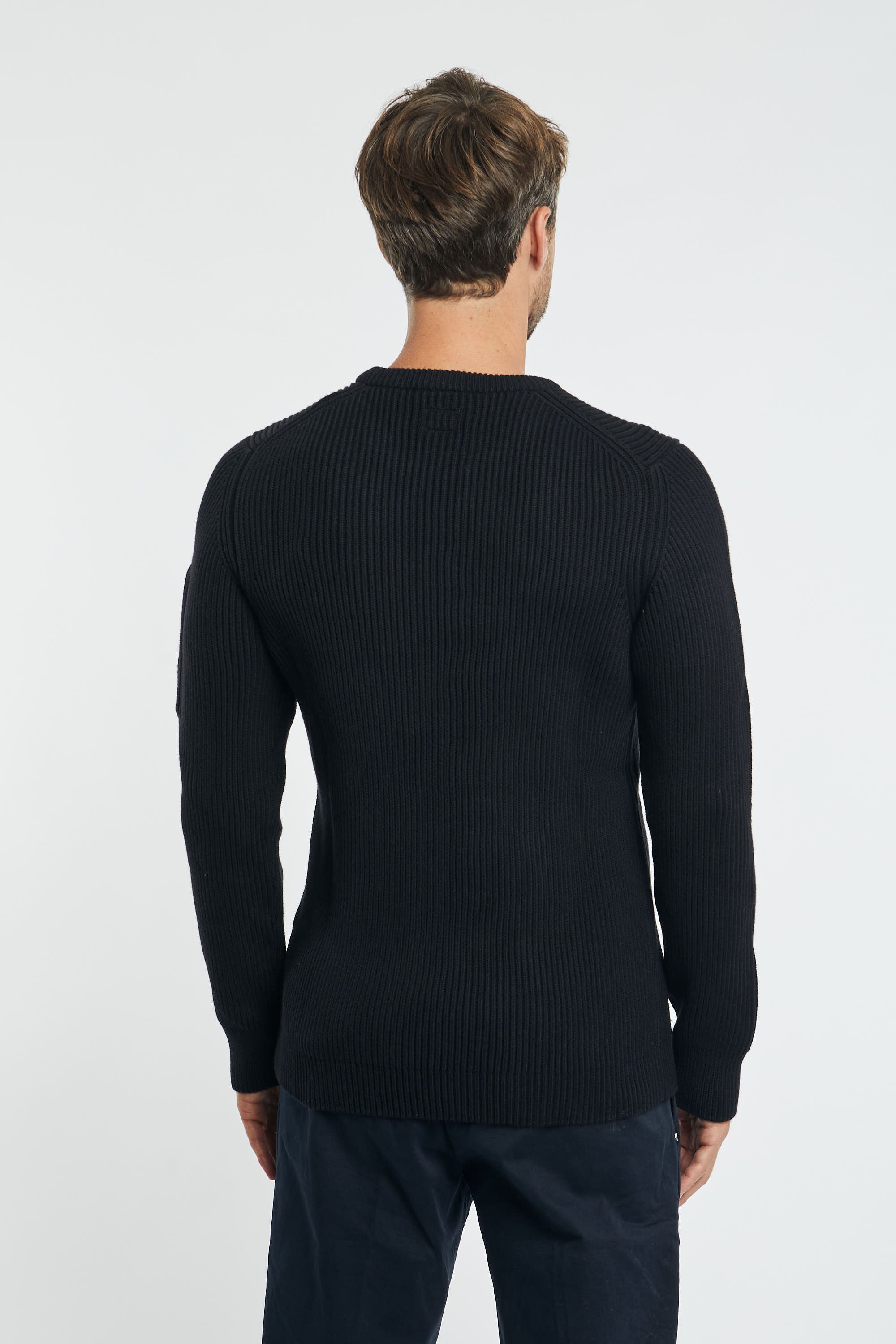 C.P. Company Ribbed Crew Neck Sweater Cotton/Nylon Black