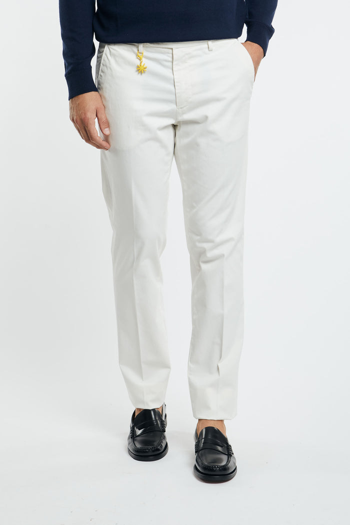 MANUEL RITZ Slim Fit Cotton Stretch Gabardine Trousers in White