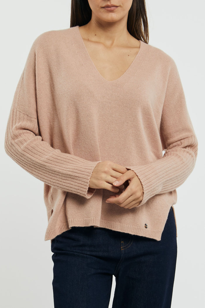 Otto d'Ame V-Neck Sweater Wool/Viscose/Polyamide/Cashmere Nude