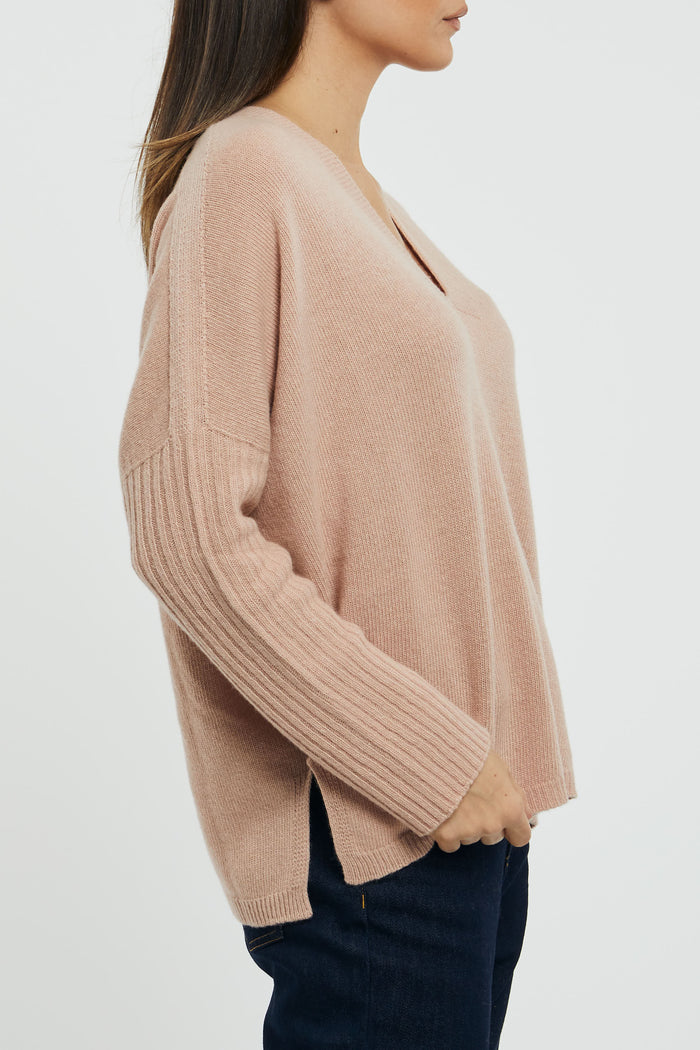 Otto d'Ame V-Neck Sweater Wool/Viscose/Polyamide/Cashmere Nude-2