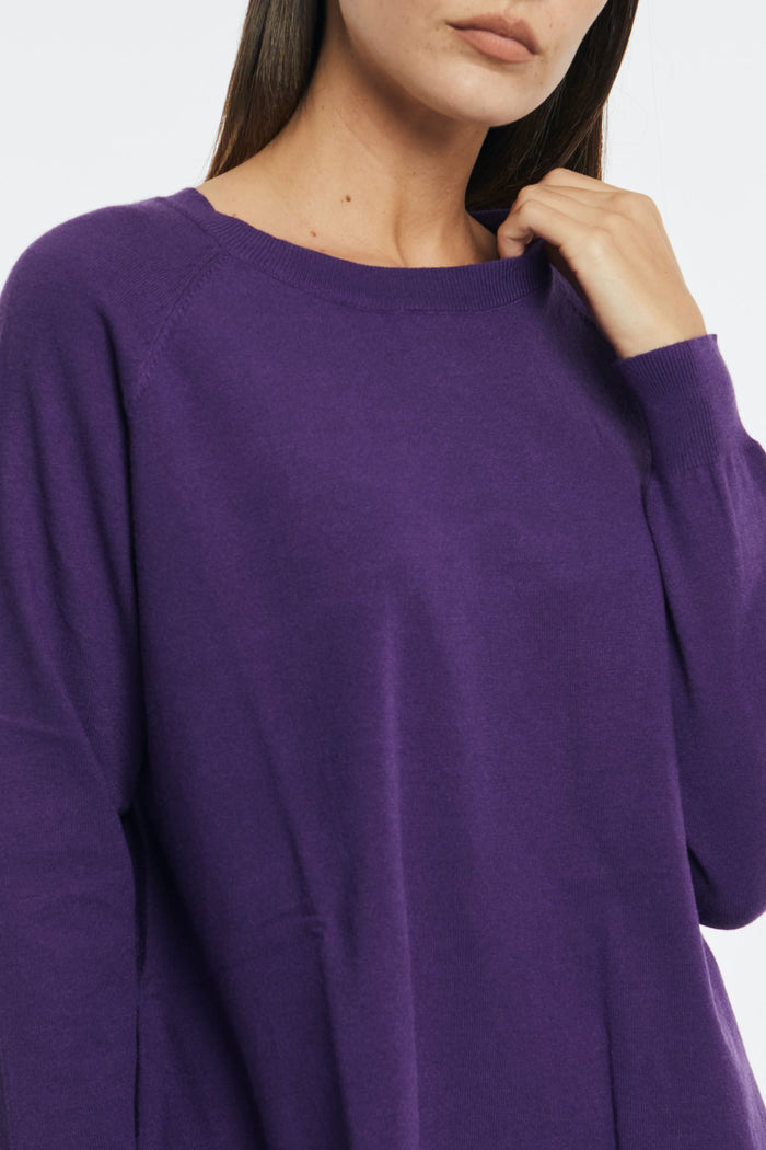 Otto d'Ame Round Neck Sweater 50% Viscose/28% Polyester/22% Nylon Purple-2