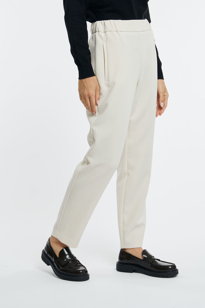 Otto d'Ame Jogger Trousers with Elastic Polyester/Viscose/Elastane Natural-2