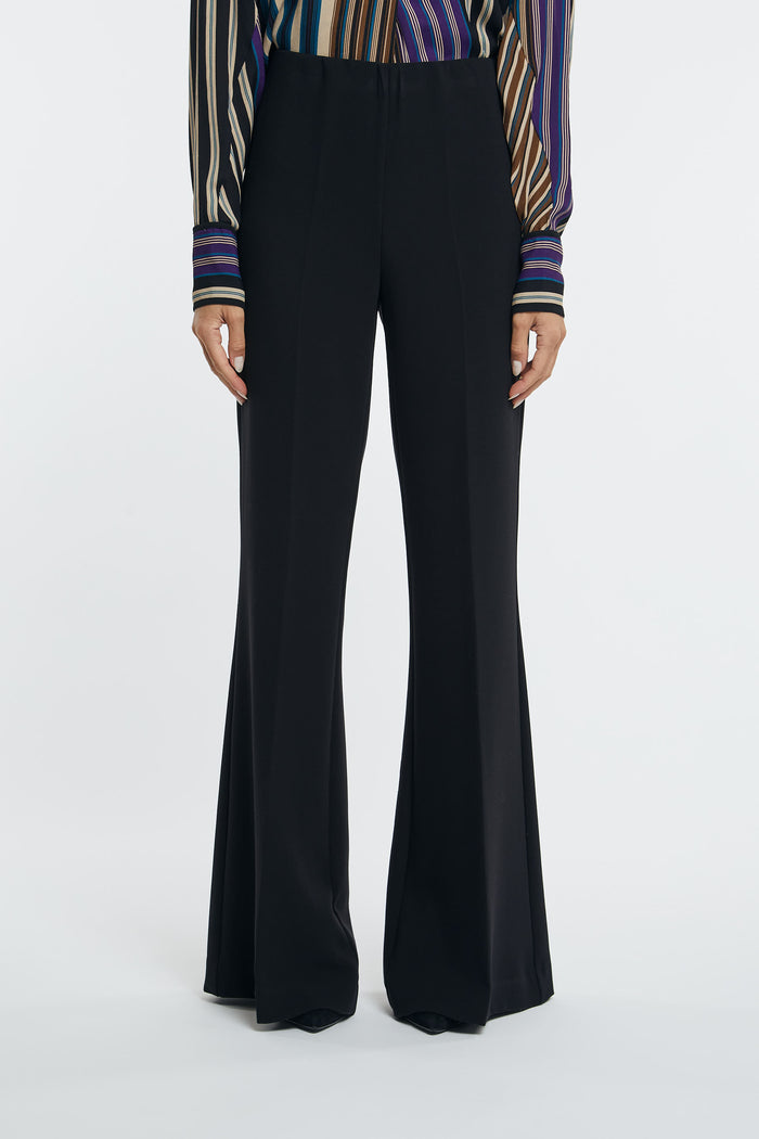 Otto d'Ame Wide-Leg Trousers Polyester/Viscose/Elastane Black