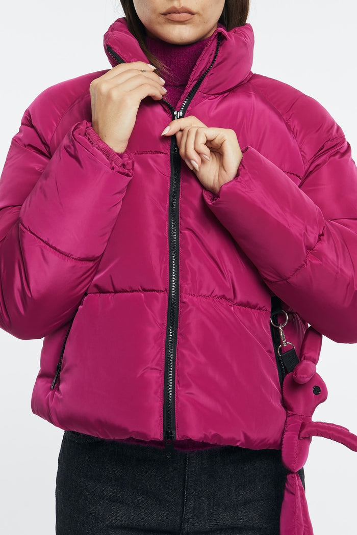Otto d'Ame Short Down Jacket with Stitching 100% Polyester Fuchsia