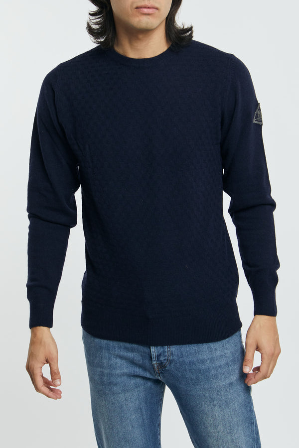 ROY ROGER'S Crew Neck Sweater Wool/Viscose/Nylon/Cashmere Navy Blue