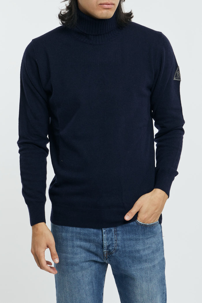ROY ROGER'S High Neck Sweater Wool/Viscose/Nylon/Cashmere Navy Blue