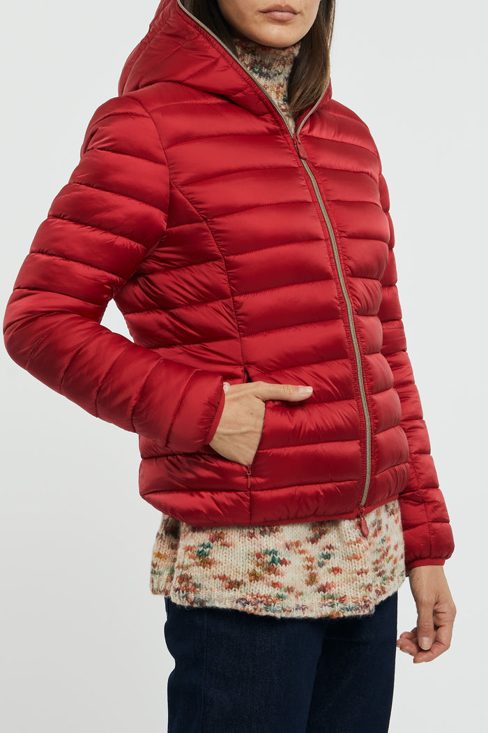 SAVE THE DUCK Hooded Alexis Jacket in Tango Red Nylon-2
