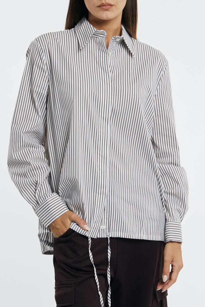 Semicouture Striped Shirt with Drawstring Cotton/Polyamide/Elastane Multicolor