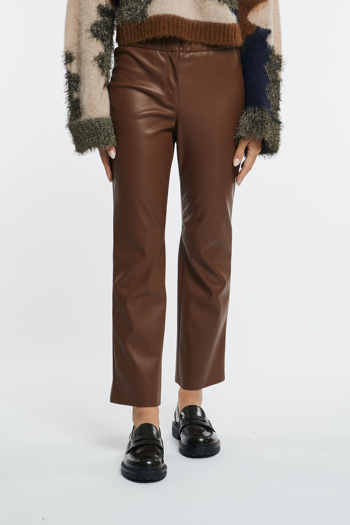 SEMICOUTURE Eco Leather Trousers Caramel