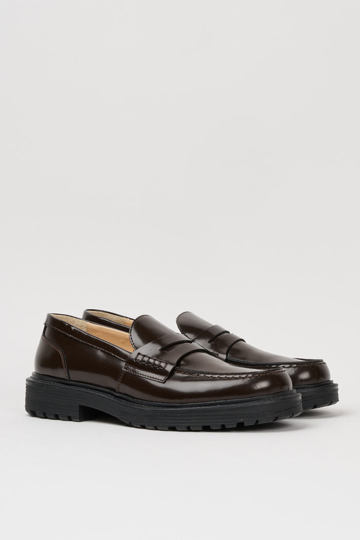 Semicouture Glossy Leather Loafer Chocolate-2