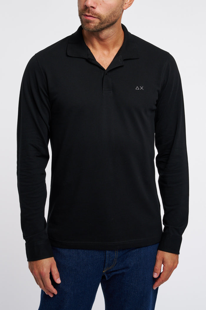 SUN 68 Polo Shirt Piquet with Contrast on the Elbow Black