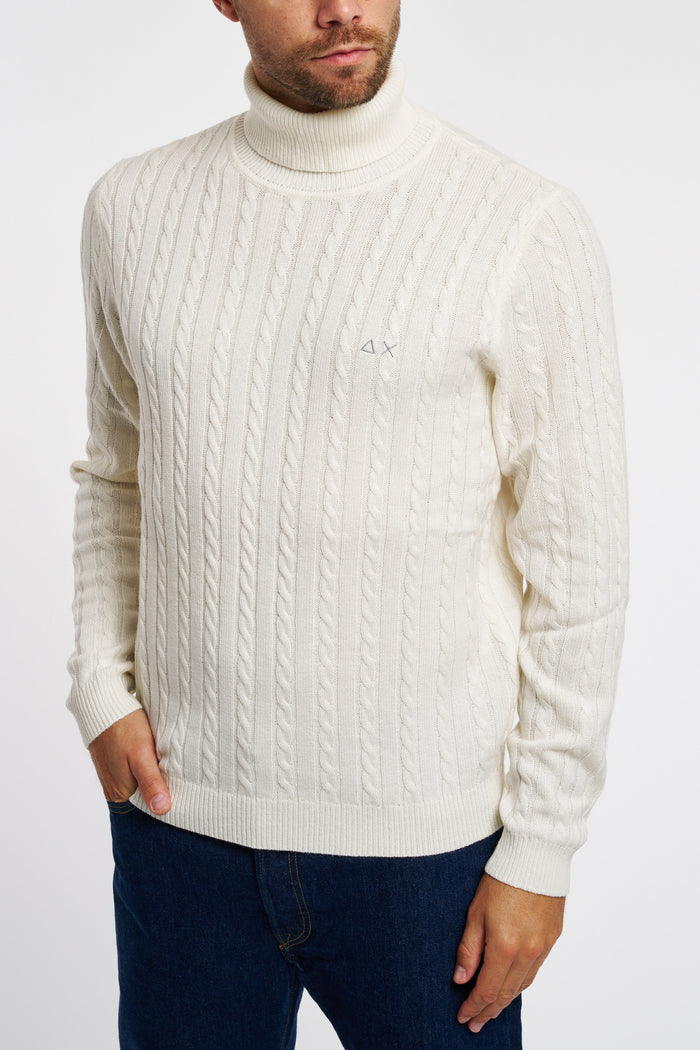 SUN 68 High Collar Sweater Wool/Viscose/Polyamide/Cashmere White