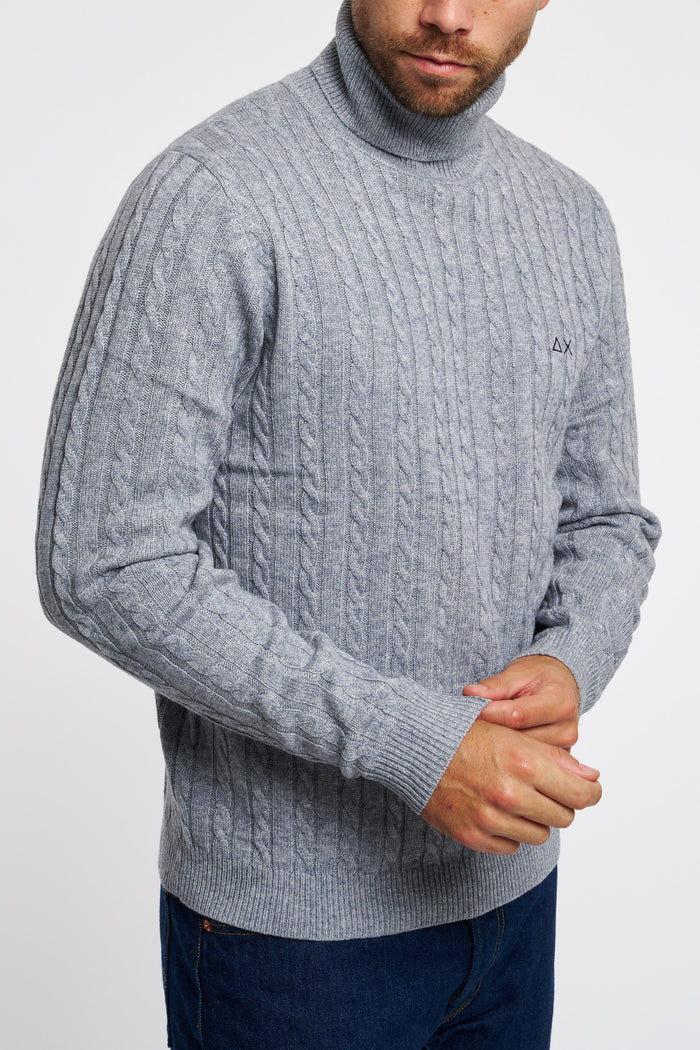 SUN 68 High Neck Sweater Wool/Viscose/Polyamide/Cashmere Light Grey-2
