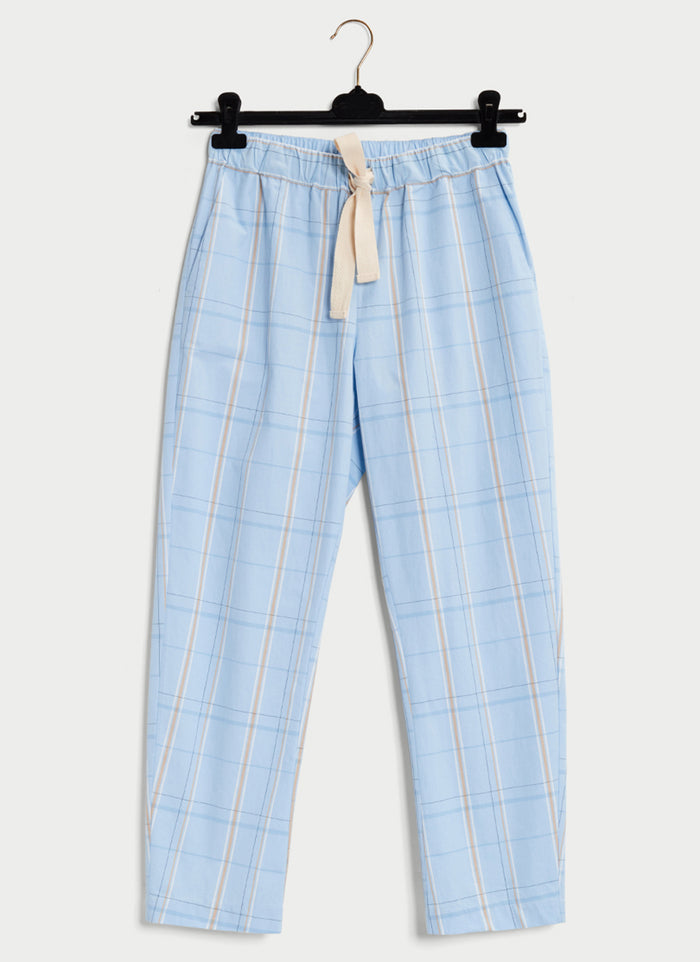 Pantalone azzurro/bianco donna sf0508chk - 1