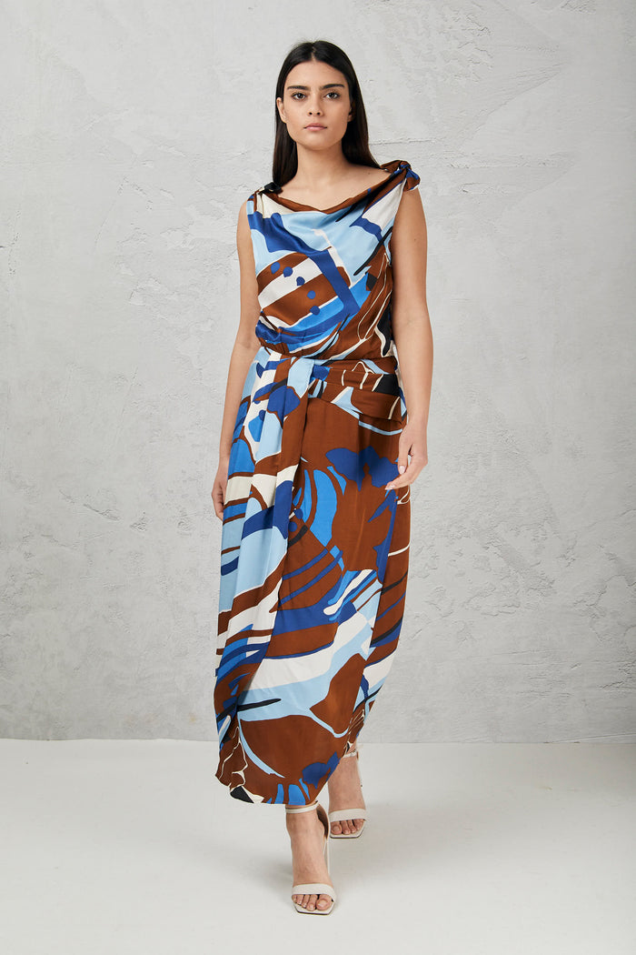 Asymmetric dress with floral print