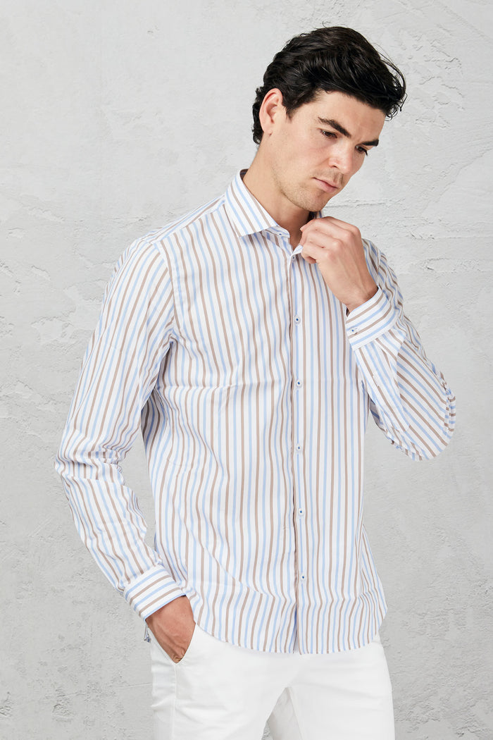 Ribbed shirt in stretch cotton-2