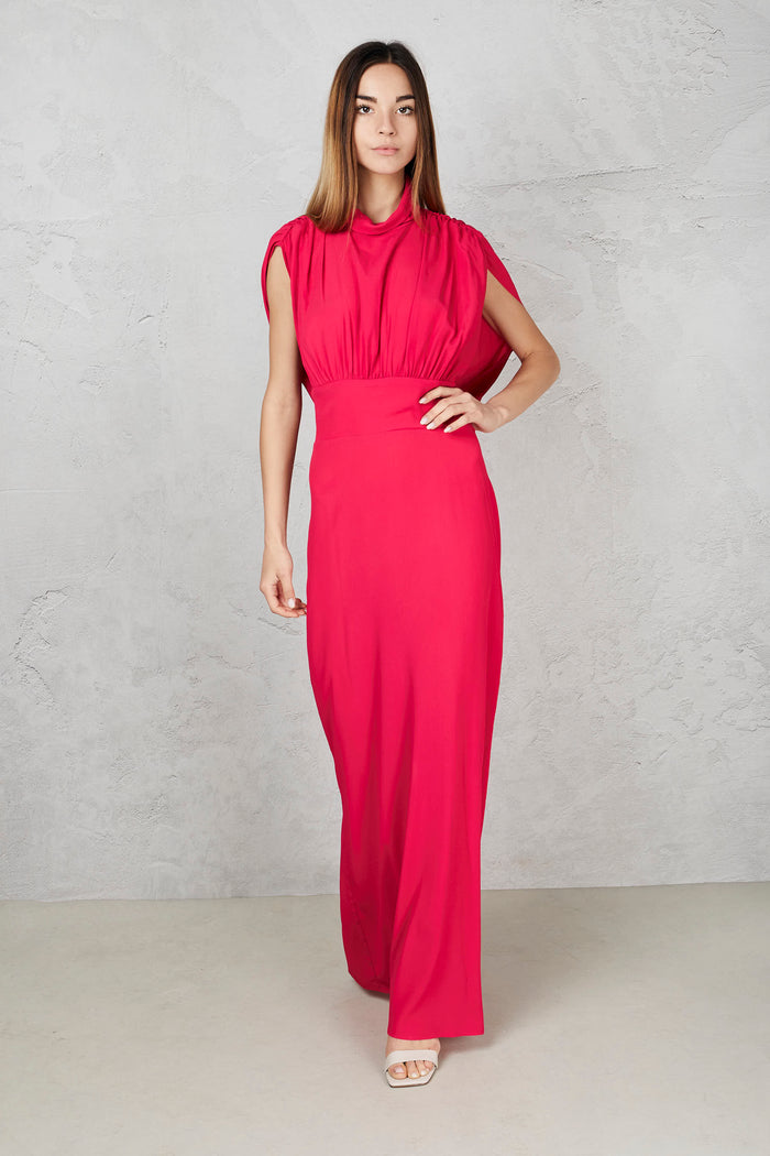 Dress with band on the back in crepe de chine