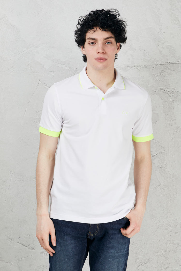 Small fluorescent striped polo shirt